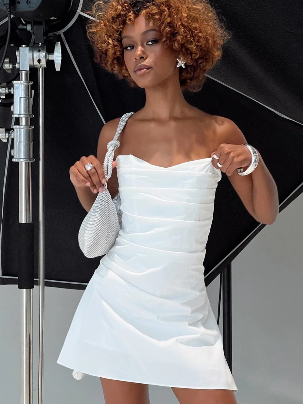 NWT - Princess Polly White Strapless Ruched Mini Dress
